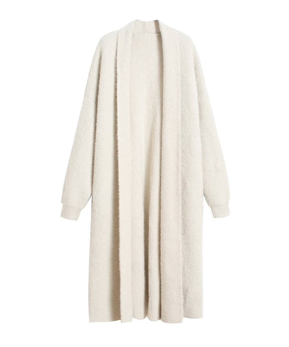 Mohair Faux Mink Cashmere Oversized Cardigan In Black - BEYAZURA.COM