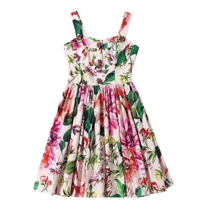 Multi Color Flower Print Summer Dress | Beyazura.com