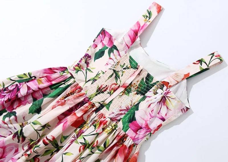 Multi Color Flower Print Summer Dress - BEYAZURA.COM