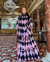 Multi Color Printed Lace Detailed Long Dress - BEYAZURA.COM