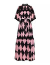 Multi Color Printed Lace Detailed Long Dress - BEYAZURA.COM
