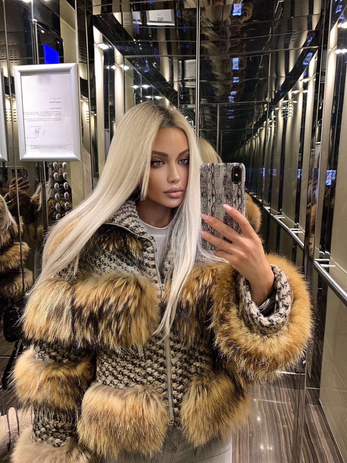 Multi Color Raccoon Fur Tweed Coat– Beyazura.com