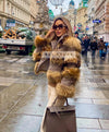 Multi Color Raccoon Fur Tweed Coat - BEYAZURA.COM