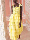 Multi Layer Bow Spaghetti Strap Dress - BEYAZURA.COM