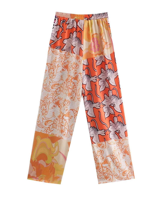 Multi Print Kimono Pants Set - BEYAZURA.COM
