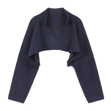 Navy Blue Oversized Knit Raglan Sleeve Sweater - BEYAZURA.COM