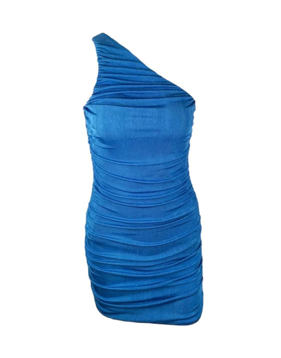 One Shoulder Bodycon Mini Dress - BEYAZURA.COM