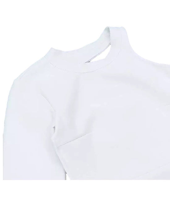 One Sleeve Cutout Bodycon Dress In White - BEYAZURA.COM