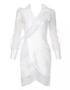 Organza Sleeve Dress In White - BEYAZURA.COM