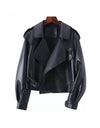 Oversized Biker Leather Jacket - BEYAZURA.COM