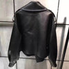 Oversized Fit Big Collar Leather Jacket - BEYAZURA.COM