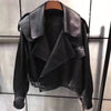 Oversized Fit Big Collar Leather Jacket - BEYAZURA.COM