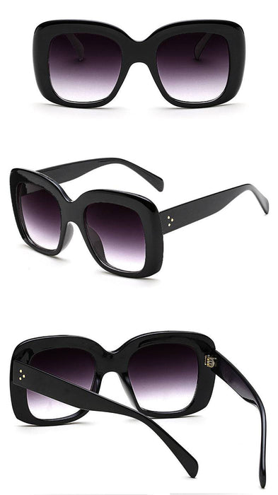 Oversized Gradient Black Lens and Frame Sunglasses - BEYAZURA.COM