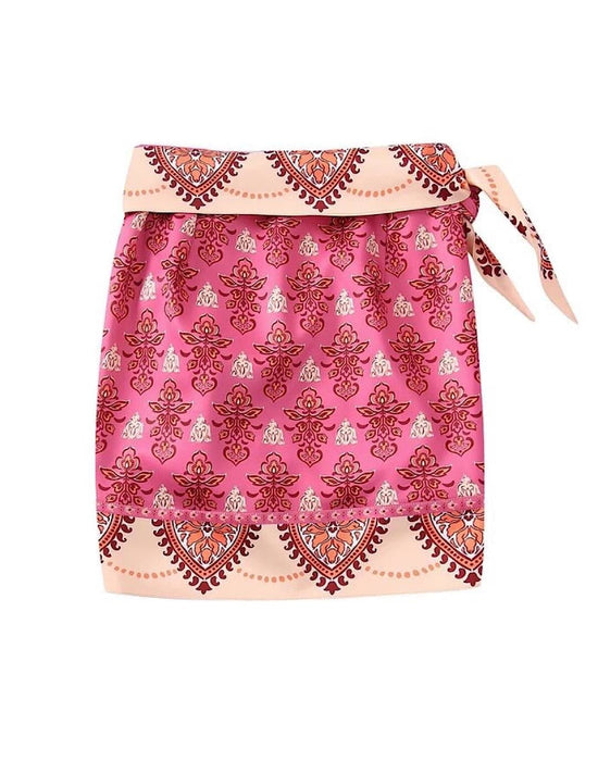 Paisley Pink Mini Skirt - BEYAZURA.COM