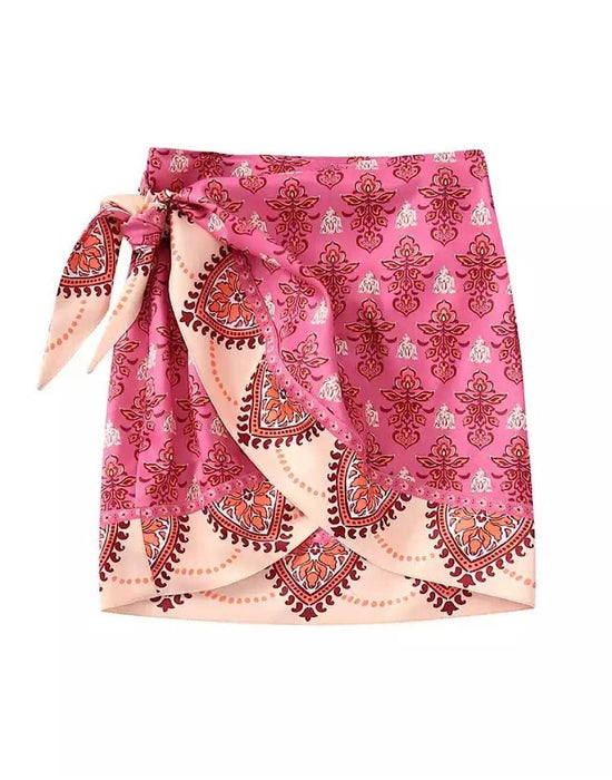 Paisley Pink Mini Skirt - BEYAZURA.COM