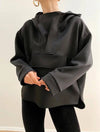 Patchwork Loose Hooded Pullover - BEYAZURA.COM
