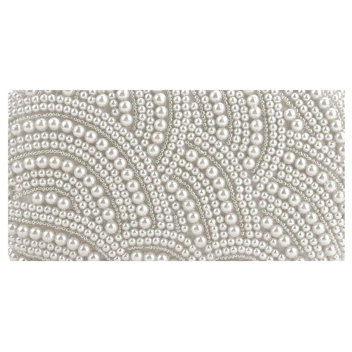 Pearl And Crystal Beaded Rectangular Evening Clutch - BEYAZURA.COM