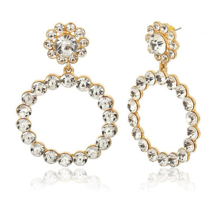 Pearl and Crystal Hoop Earrings - BEYAZURA.COM