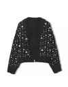 Pearl Trimmed Cable Knit Cardigan - BEYAZURA.COM