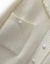 Pearl Trimmed Pocket Soft Cardigan - BEYAZURA.COM