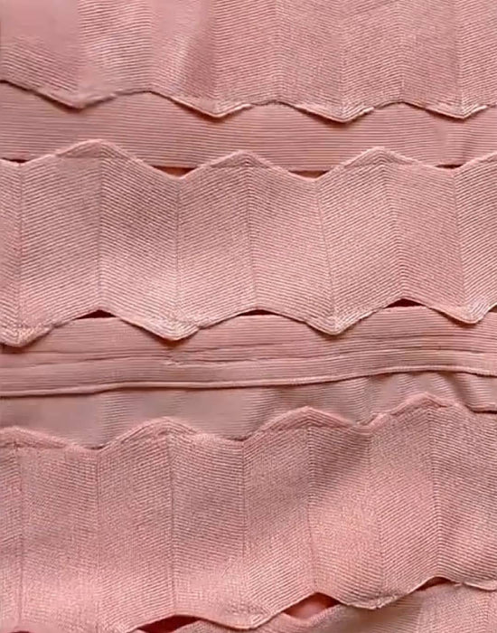 Pink Bodycon Bandage Knitted Lined Midi Dress - BEYAZURA.COM
