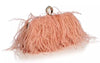 Pink Faux Feather Knuckle Ring Clutch - BEYAZURA.COM