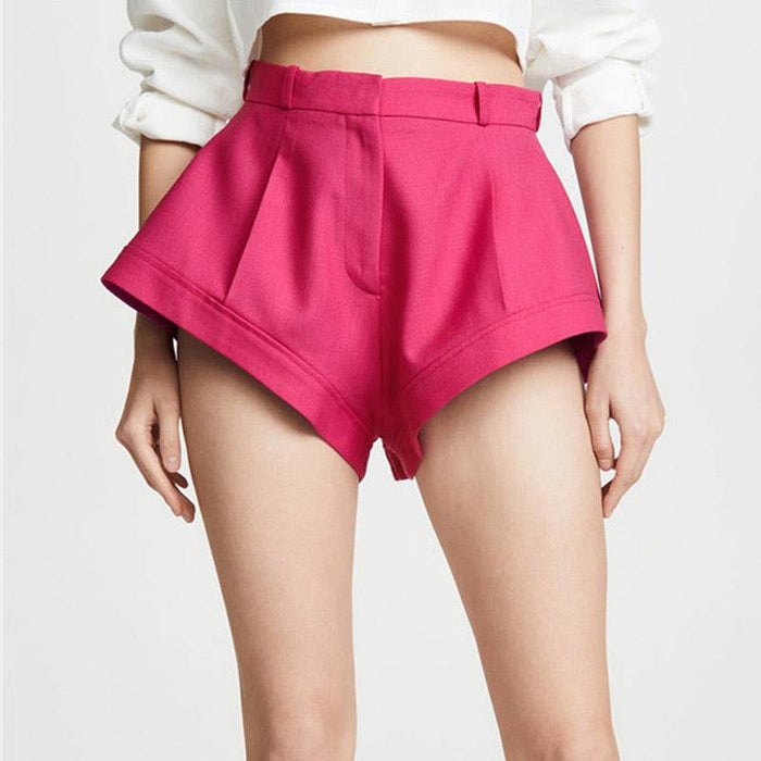 Pink High Waist Flared Shorts - BEYAZURA.COM