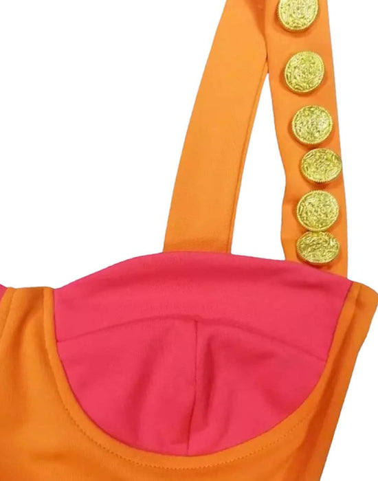 Pink Orange Bodycon Short Dress - BEYAZURA.COM