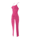 Pink Ruched Slit Dress - BEYAZURA.COM