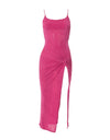 Pink Ruched Slit Dress - BEYAZURA.COM