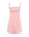 Pink Satin Short Dress - BEYAZURA.COM