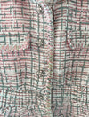 Pink Short Sleeve Tweed Short Dress - BEYAZURA.COM