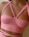 Pink Strappy Crop Knit Top - BEYAZURA.COM