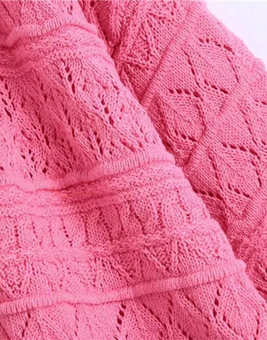 Pink Sweater And Bra Top Knit Set - BEYAZURA.COM