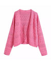 Pink Sweater And Bra Top Knit Set - BEYAZURA.COM