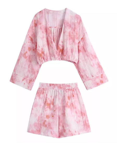 Pink Tie-Dye Shorts Set - BEYAZURA.COM