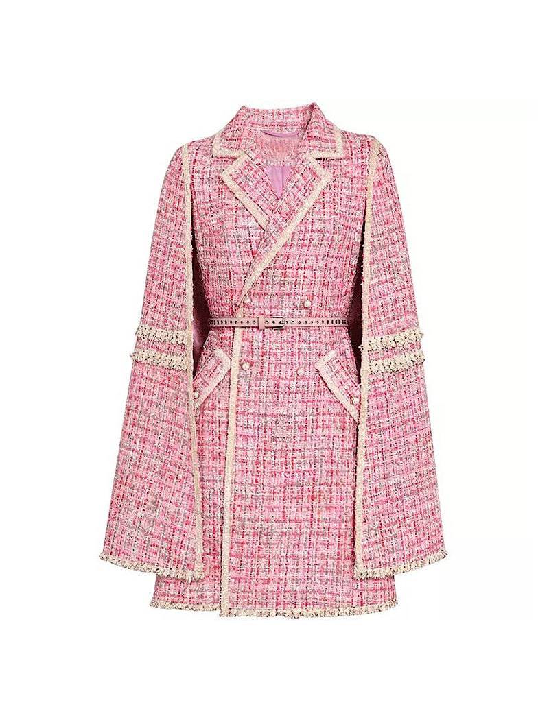 Pink tweed coat deals