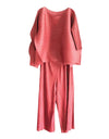 Pleated Silky Trousers Coord Set - BEYAZURA.COM