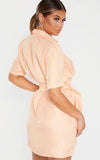 PLT Peach Utility Short Sleeve Shirt Dress - BEYAZURA.COM