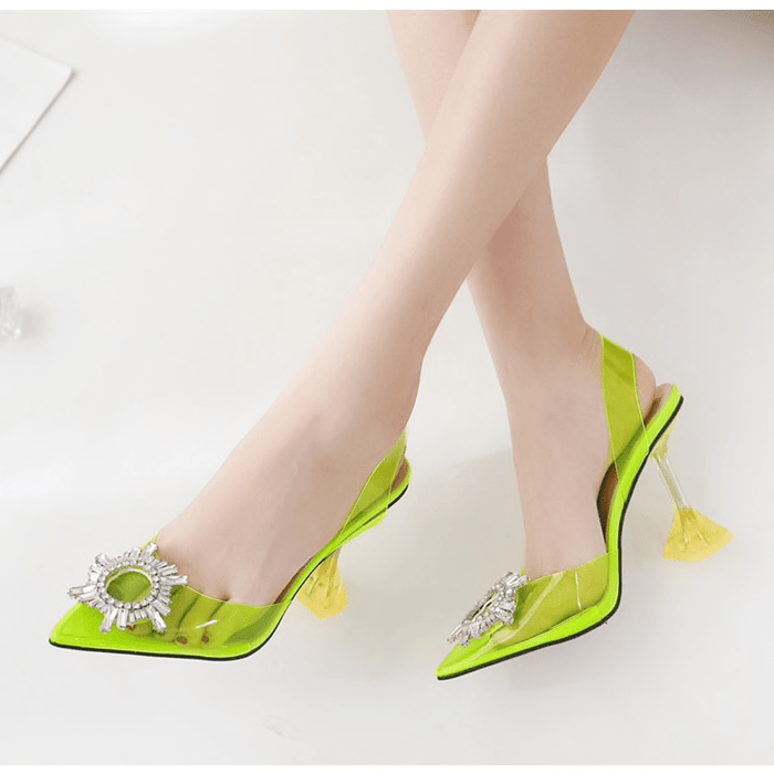 Clear neon green heels sales