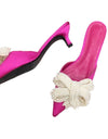 Pointed Toe Pearl Ribbon Silk Slides - BEYAZURA.COM