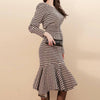 Printed Long Lantern Sleeve Top And High Waist Midi Skirt Two Piece Set - BEYAZURA.COM