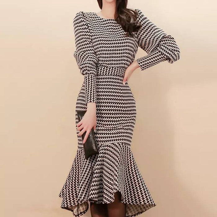 Printed Long Lantern Sleeve Top And High Waist Midi Skirt Two Piece Set - BEYAZURA.COM