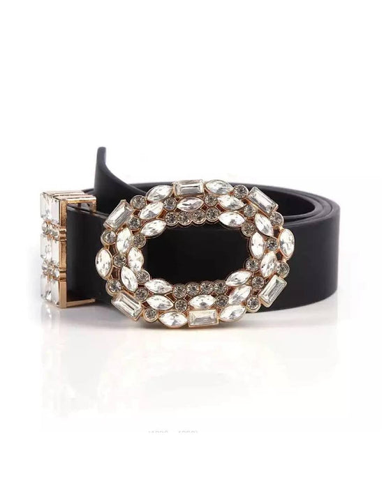 PU Leather Crystal Buckle Belt - BEYAZURA.COM