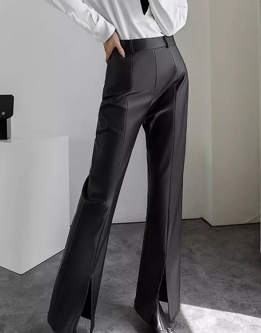 Leather slim pants