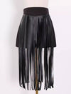 PU Leather Tassel Decoration Shorts - BEYAZURA.COM