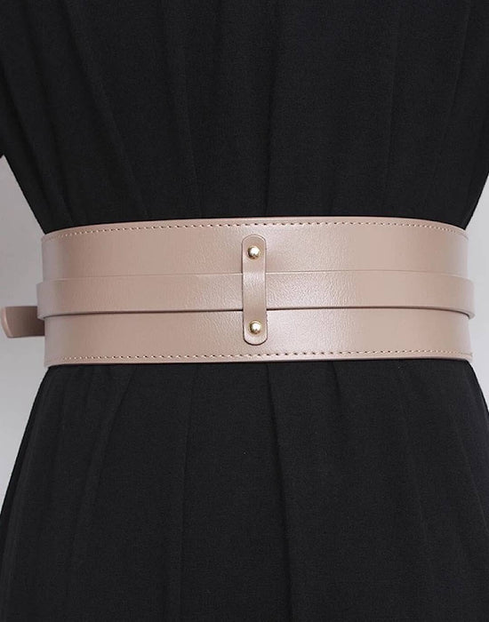 PU Leather Wide Double Belt - BEYAZURA.COM