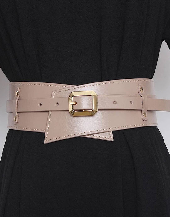 PU Leather Wide Double Belt - BEYAZURA.COM