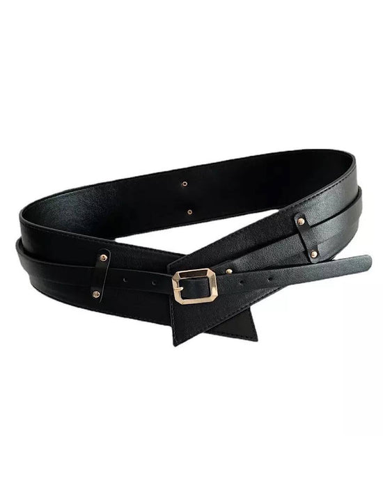 PU Leather Wide Double Belt - BEYAZURA.COM