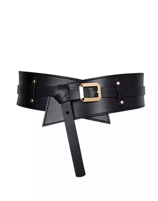 PU Leather Wide Double Belt - BEYAZURA.COM